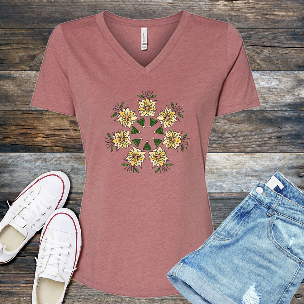 Floral Kaleidoscope V-Neck Image