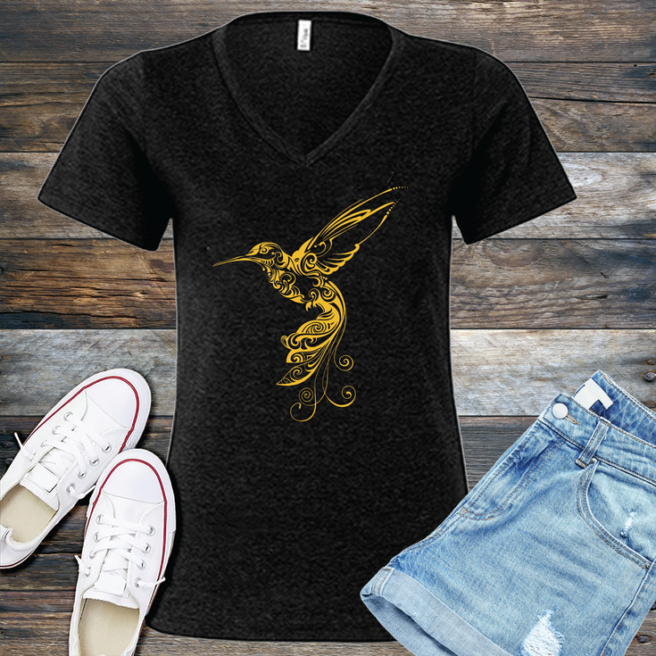 Ornamental Hummingbird V-Neck's Image