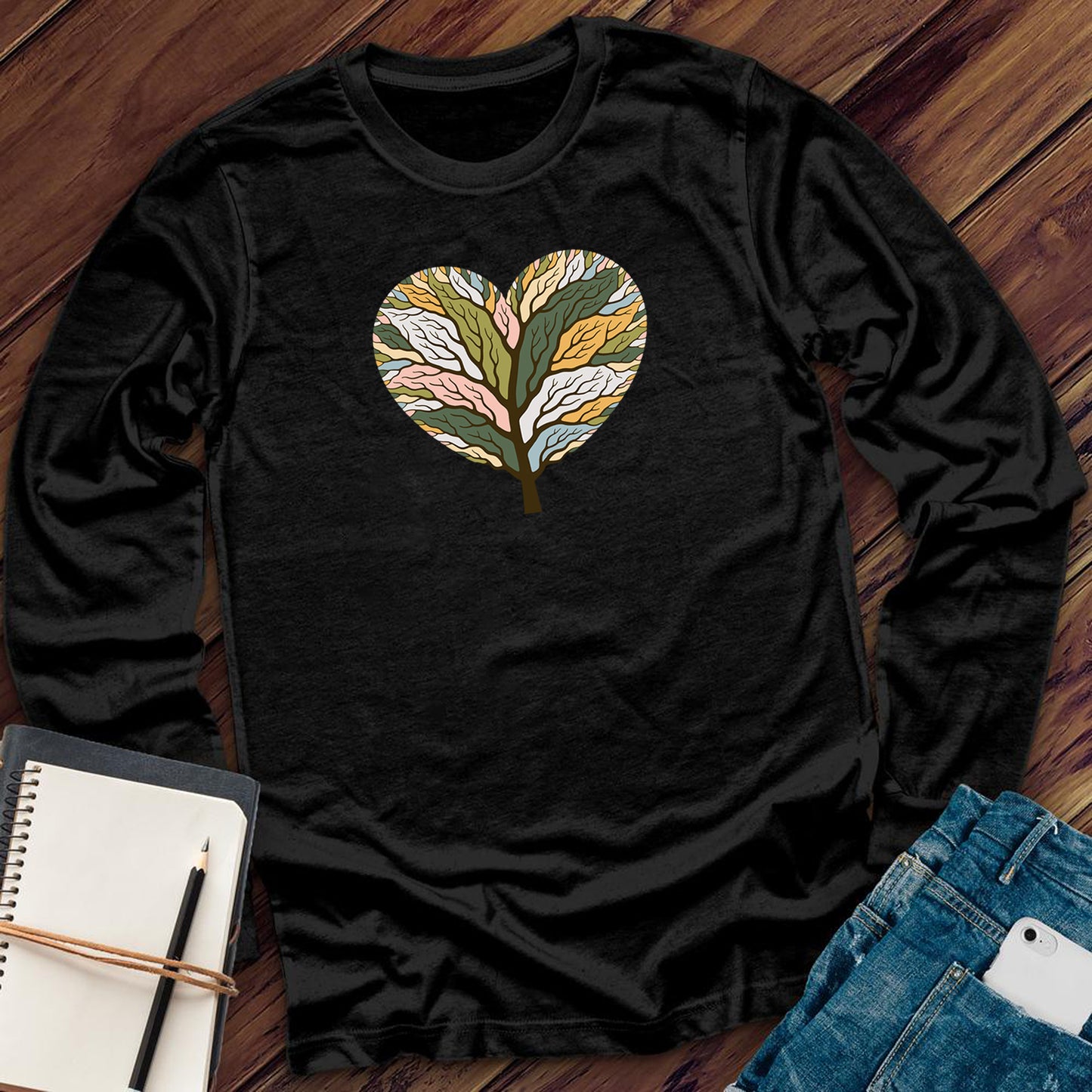 Colorful Tree of Life Heart Long Sleeve