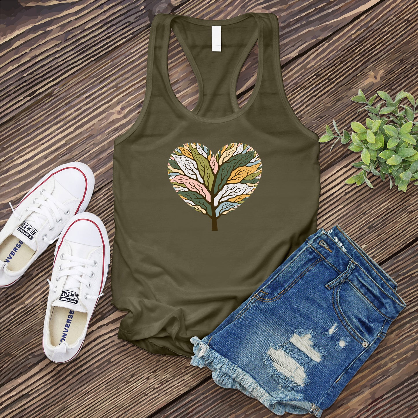 Colorful Tree of Life Heart Women's Tank Top