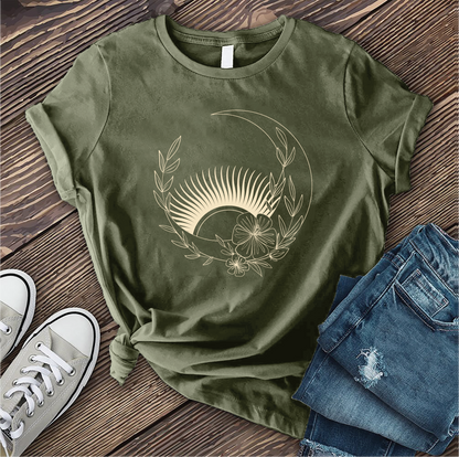 Floral Moon With Rising Sun T-shirt