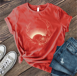 Floral Moon With Rising Sun T-shirt