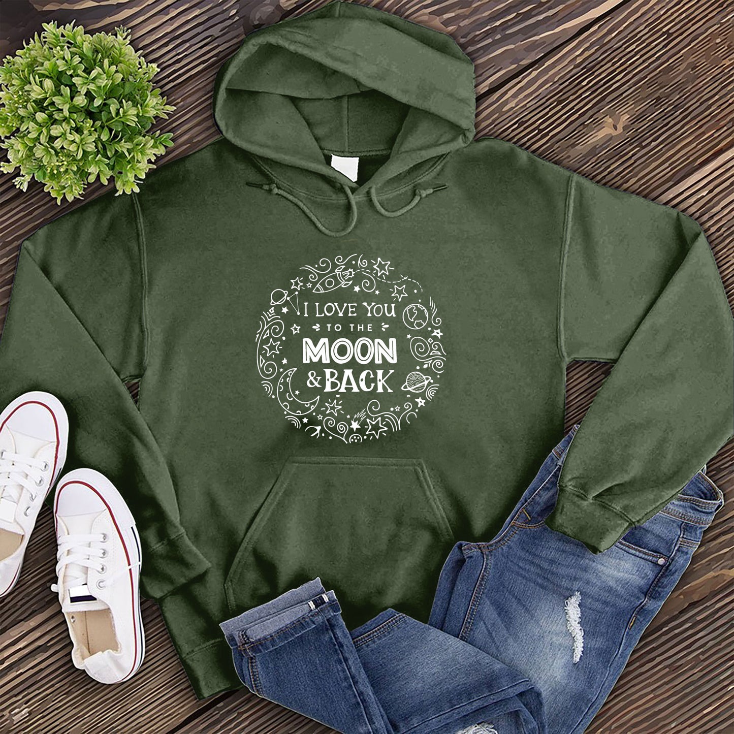 I Love You To The Moon and Back Space Collage Hoodie