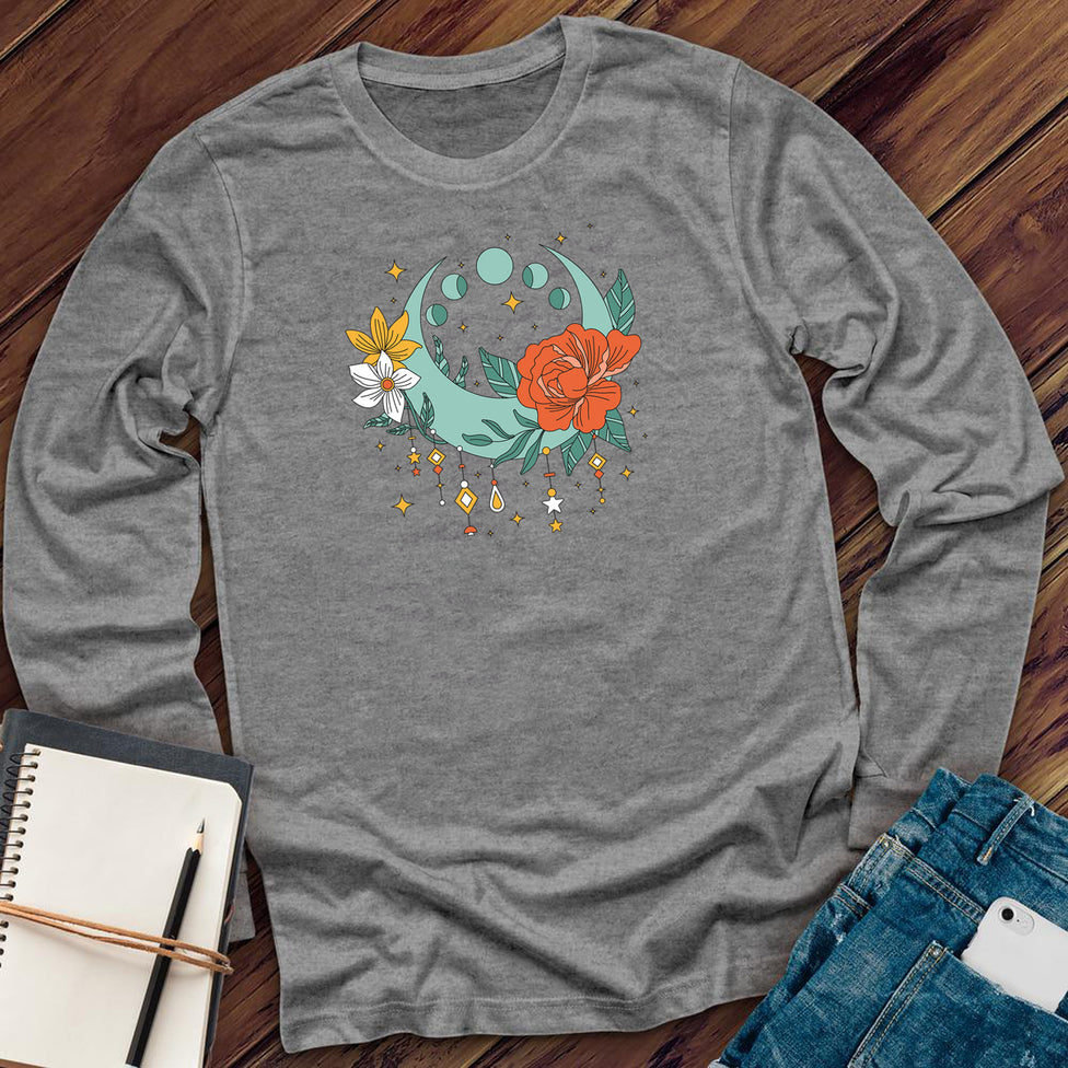 Horizontal Moon Phases Floral Long Sleeve Image