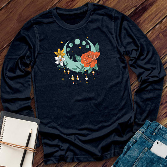 Horizontal Moon Phases Floral Long Sleeve