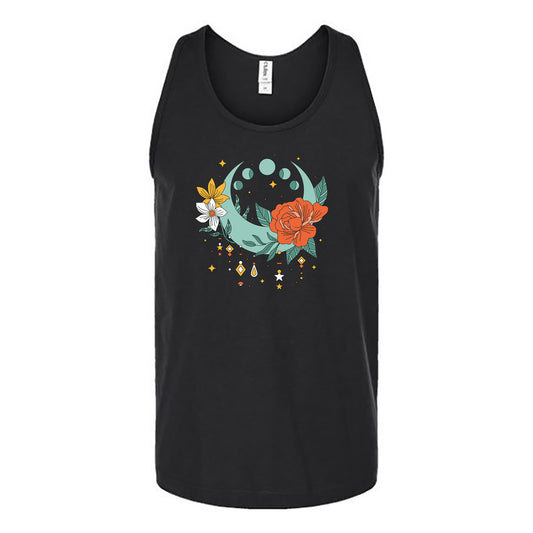 Horizontal Moon Phases Floral Unisex Tank Top
