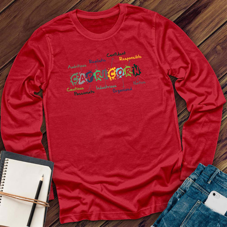 Capricorn Word Splash Long Sleeve Tshirt's Image