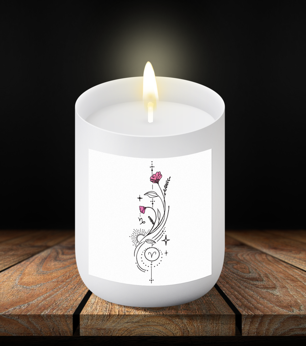 Aries Pink Flower Candle Image