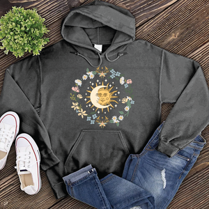 Floral Moon and Sun Hoodie
