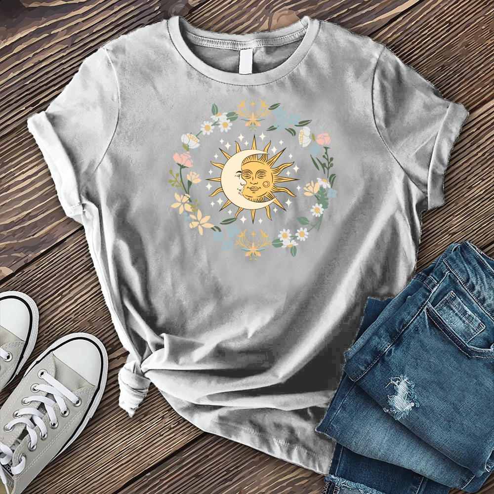 Floral Moon and Sun T-shirt