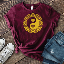 Load image into Gallery viewer, Golden Henna Yin Yang Mandala T-shirt
