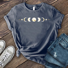 Load image into Gallery viewer, Black and Yellow Moon Phases T-shirt
