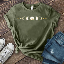 Load image into Gallery viewer, Black and Yellow Moon Phases T-shirt
