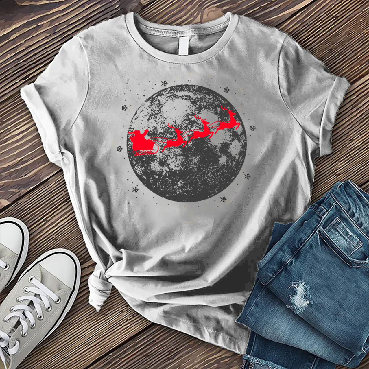 Santa's Sleigh Moon T-Shirt
