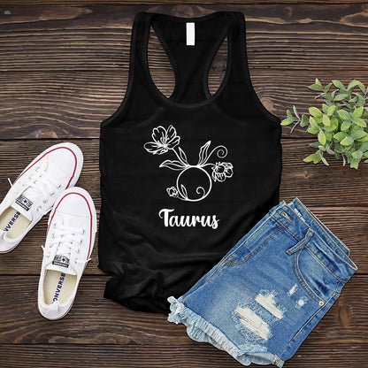 Floral Taurus Symbol Women's Tank Top