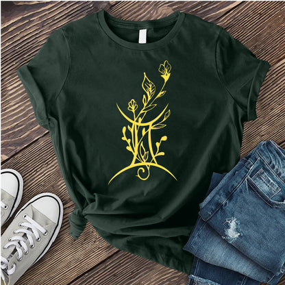 Gemini Symbol with Flowers T-shirt