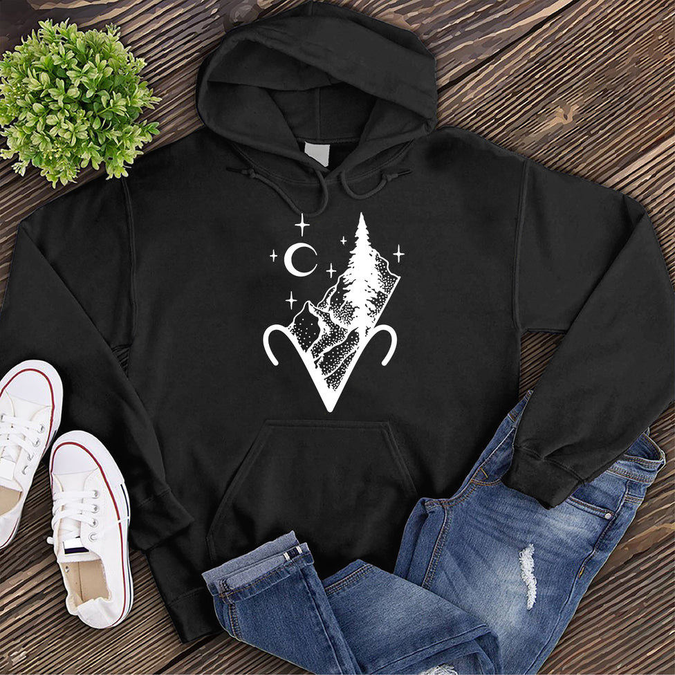 Aries Mountain and Stars Hoodie Image