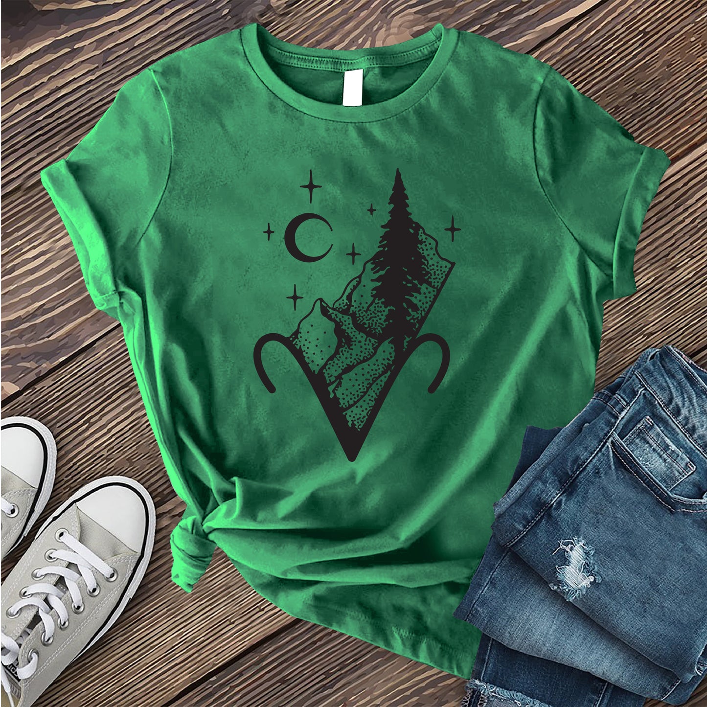 Aries Mountain and Stars T-shirt