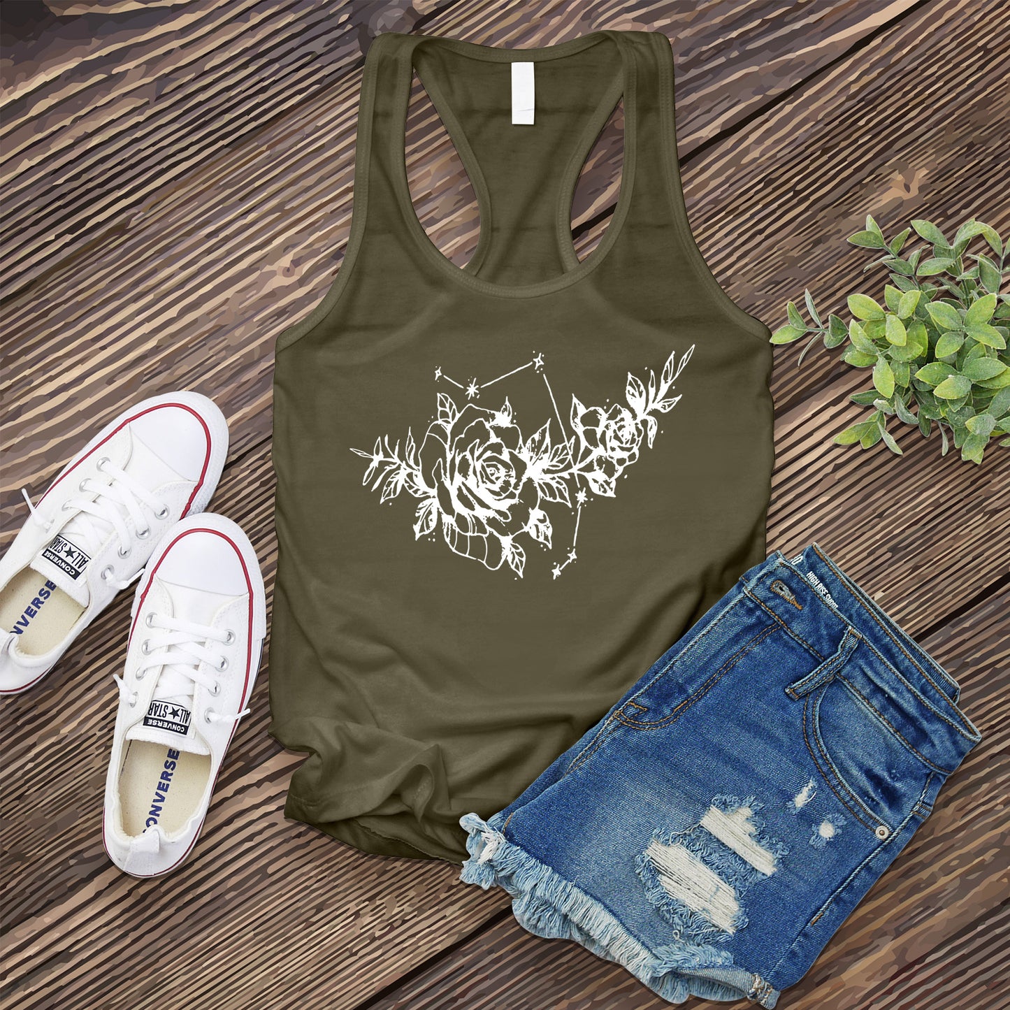 Aries Rose and Constellation Women's Tank Top