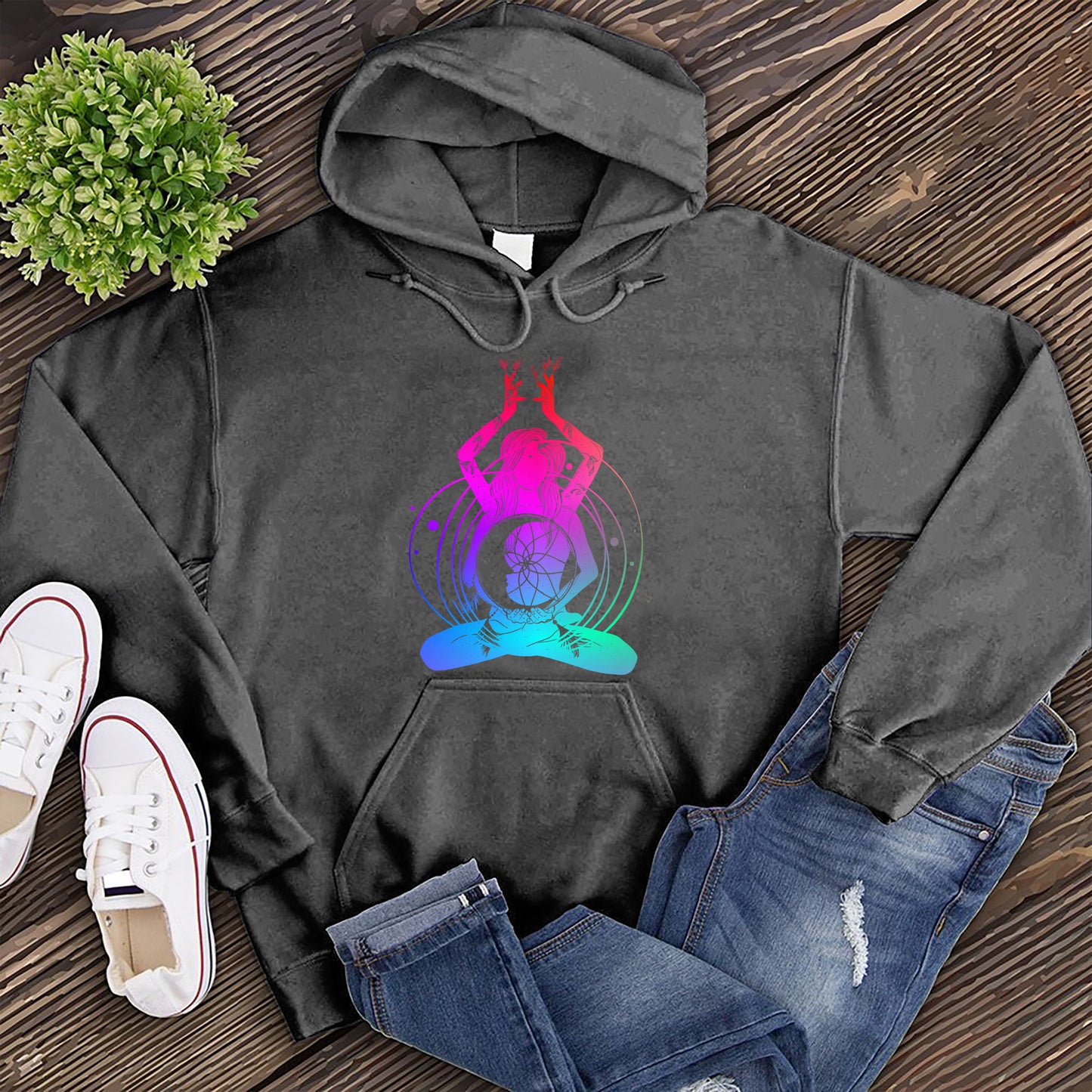 Calm Meditation Rainbow Hoodie