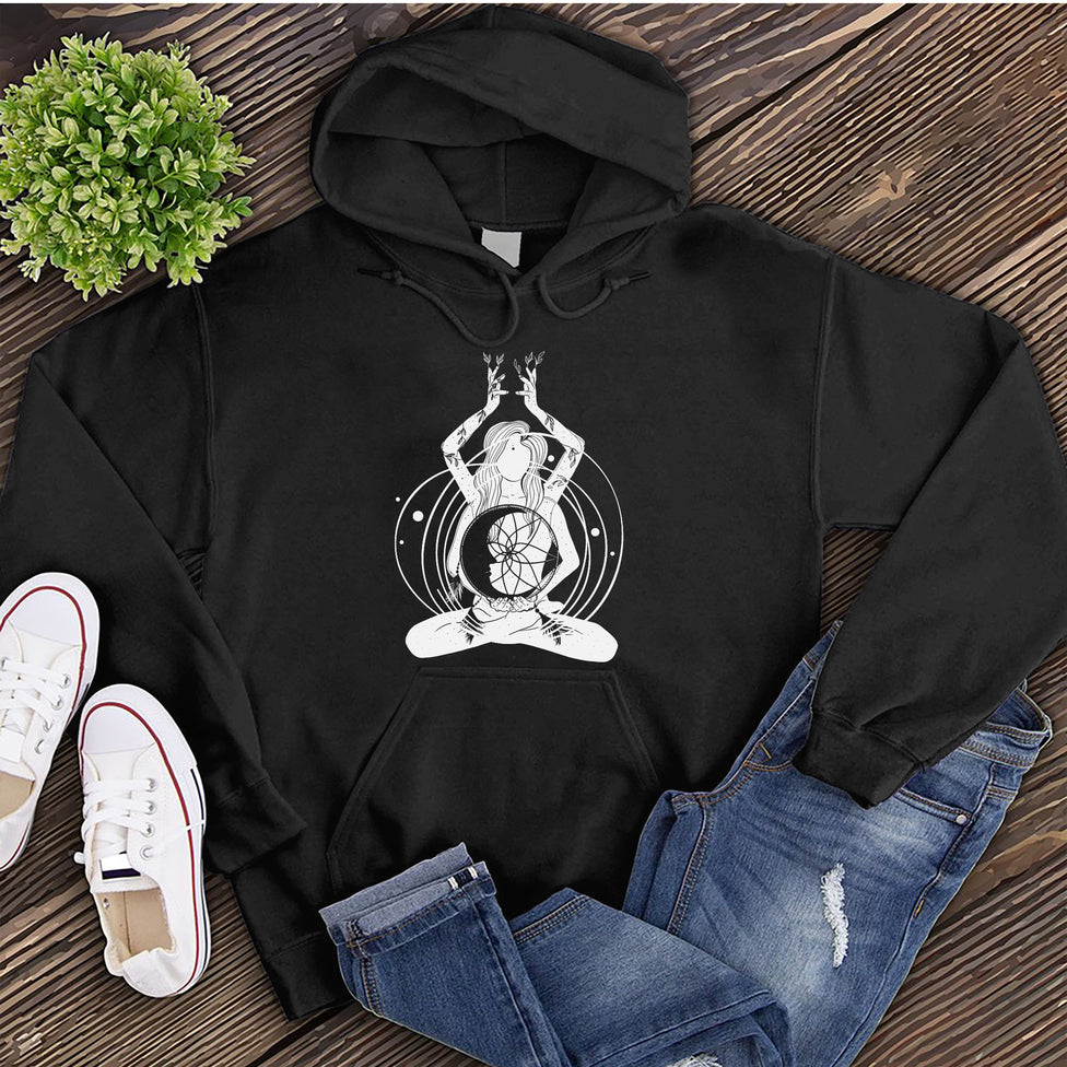 Calm Meditation White Hoodie Image