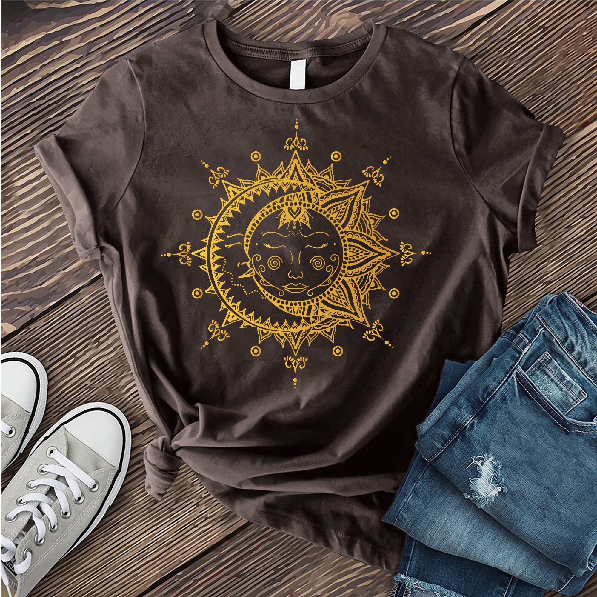 Mandala Sun and Moon T-shirt – Cosmic Clothing Co.