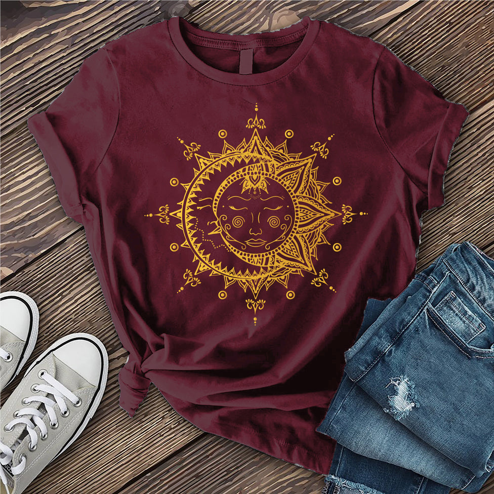 Mandala Sun and Moon T-shirt Image