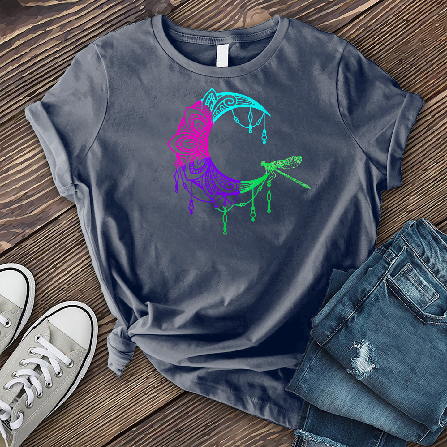 Colorful Moon Dragonfly T-Shirt