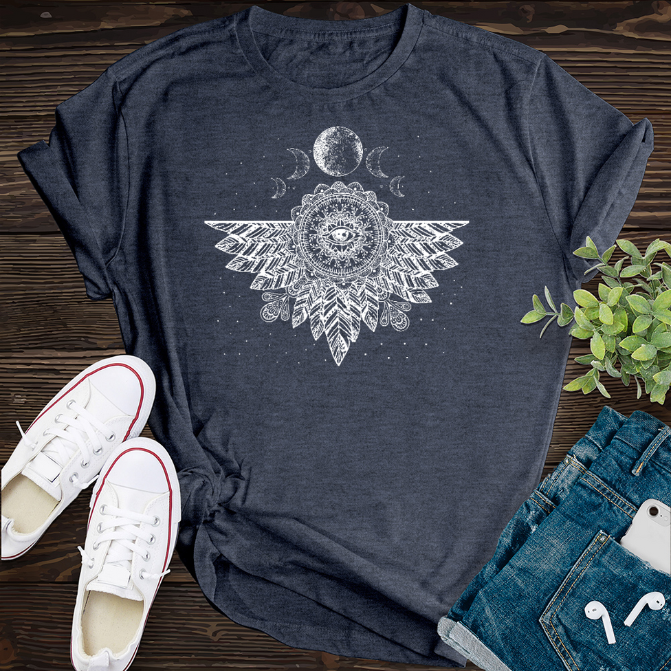 Ivory Mandala Feather T-Shirt Image