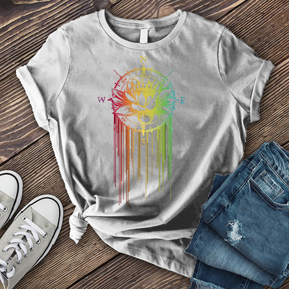 Rainbow Lotus Compass Drip T-Shirt