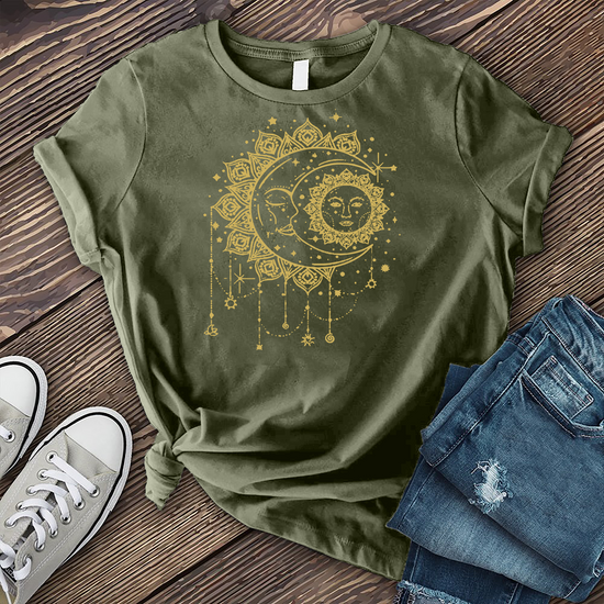 Golden Sun And Moon Dream Catcher T-Shirt – Cosmic Clothing Co.