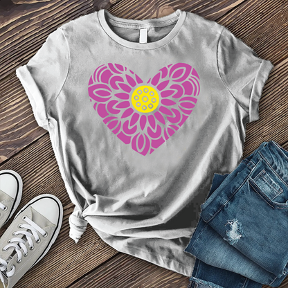 Mandala Neon Heart Flower T-Shirt