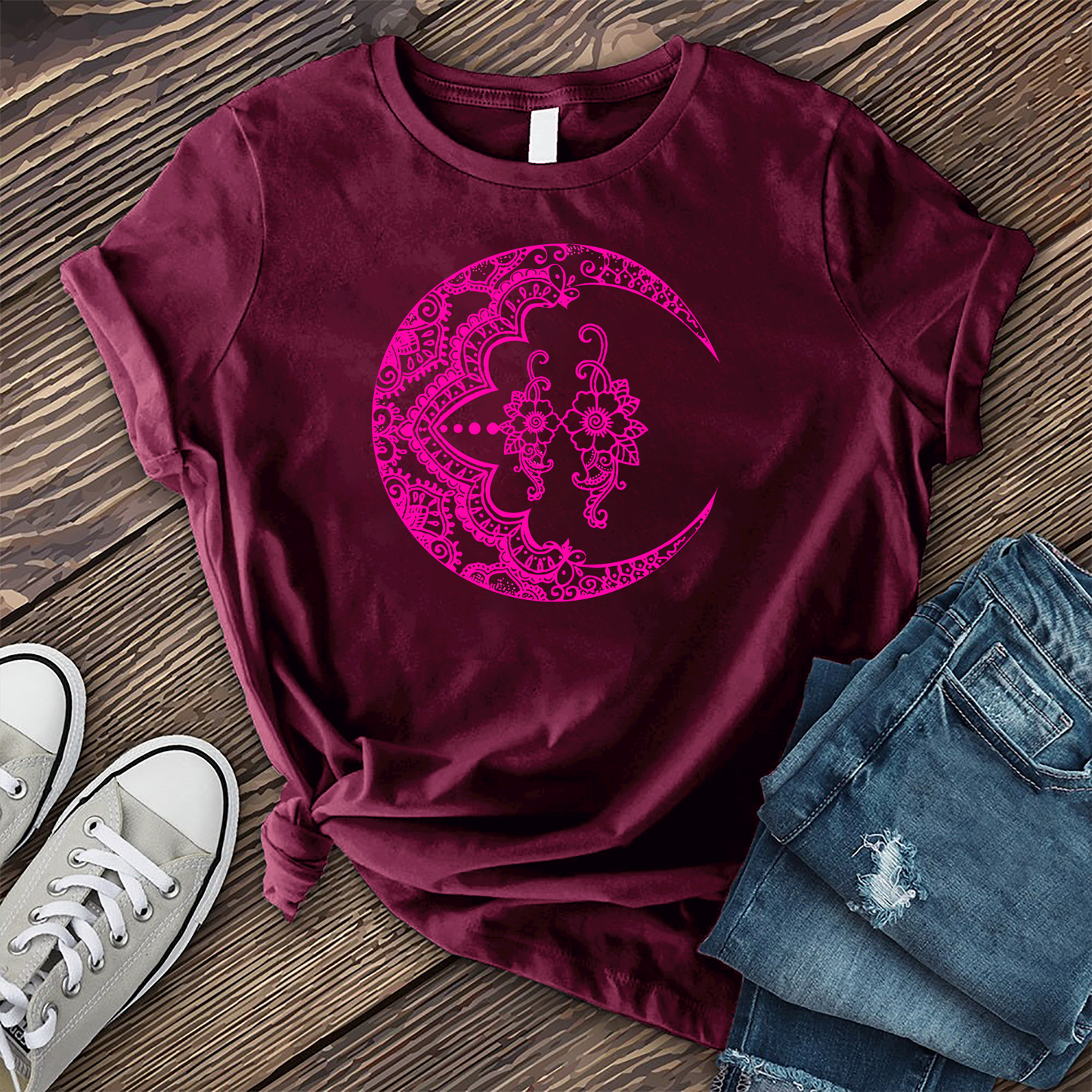 Neon Floral Crescent T-Shirt