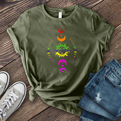 Rainbow Celestial Sunshine Moon T-Shirt