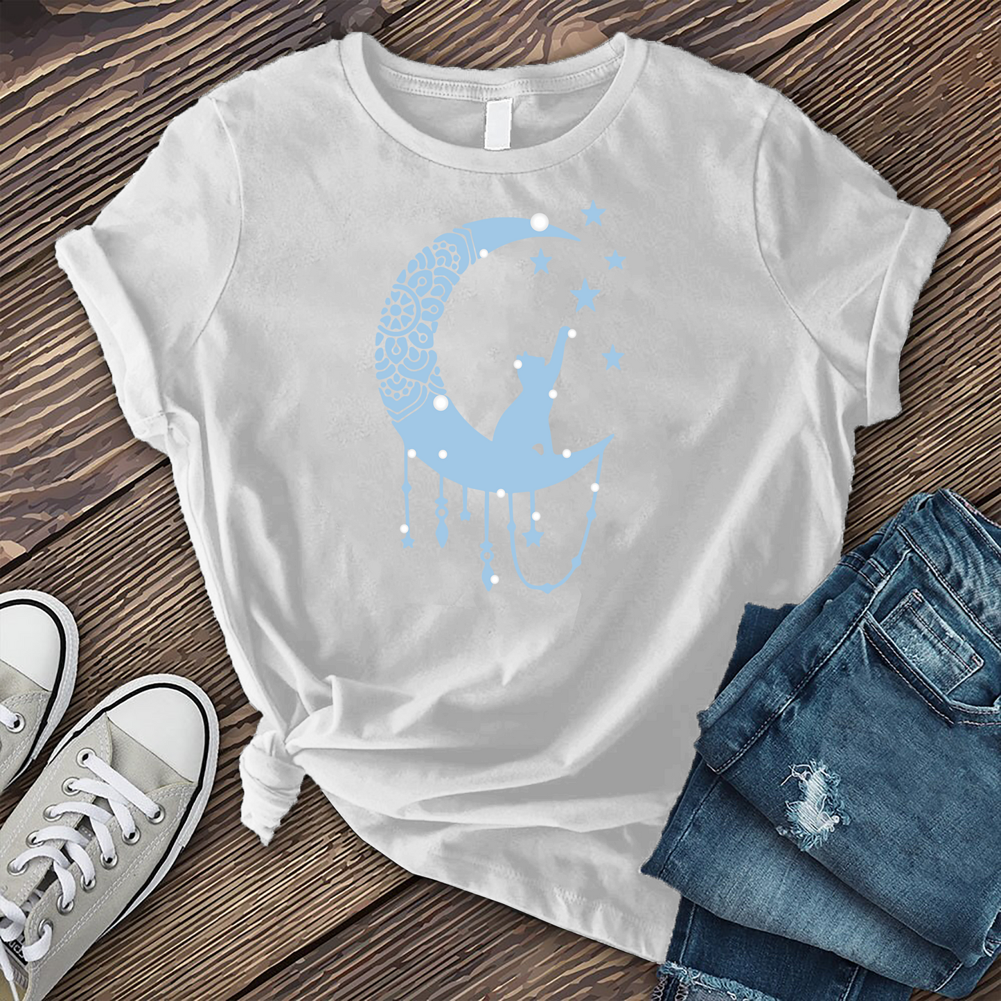 Snowy Cosmic Cat T-shirt