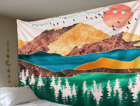 Sunset Mountains Tapestry Image