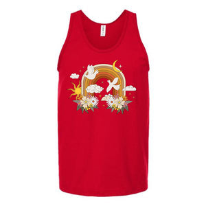Floral Rainbow With Doves Unisex Tank Top