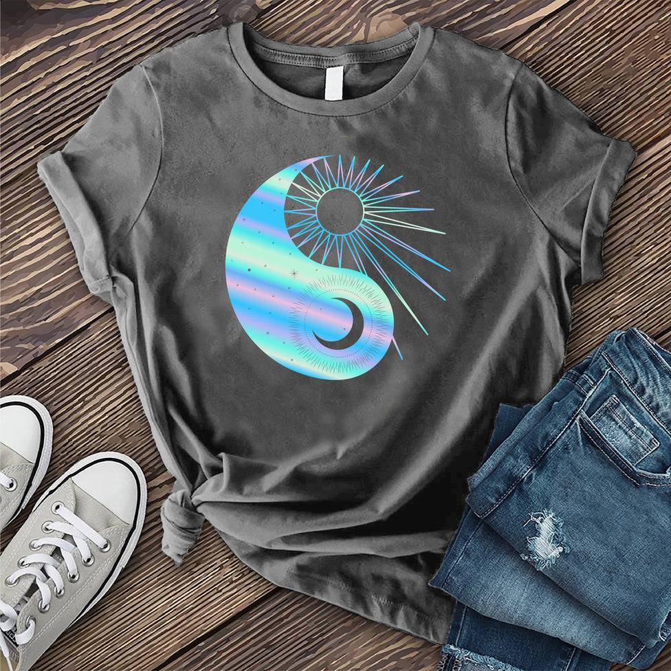 Rainbow Sun and Moon Yin Yang T-shirt Image