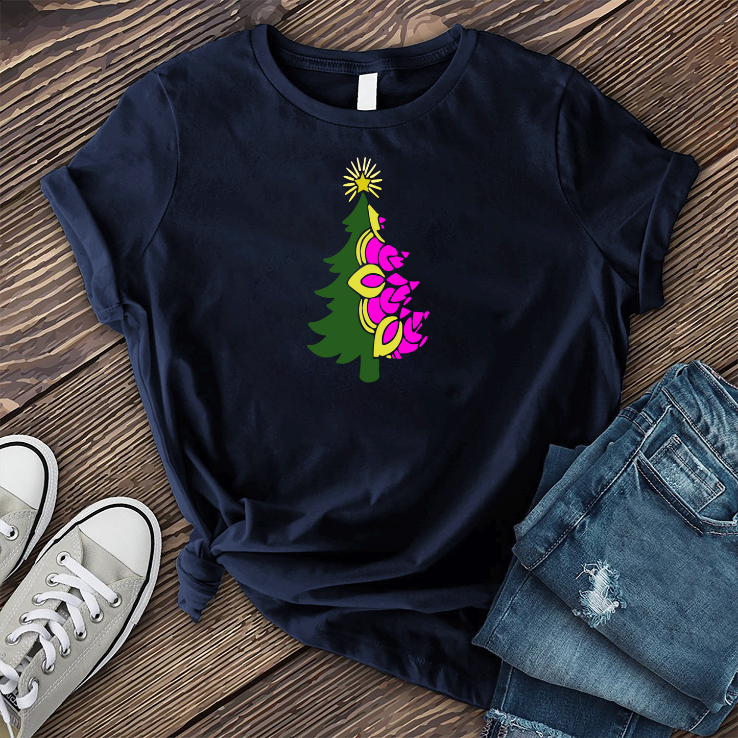 Mandala Christmas Tree Flower T-Shirt