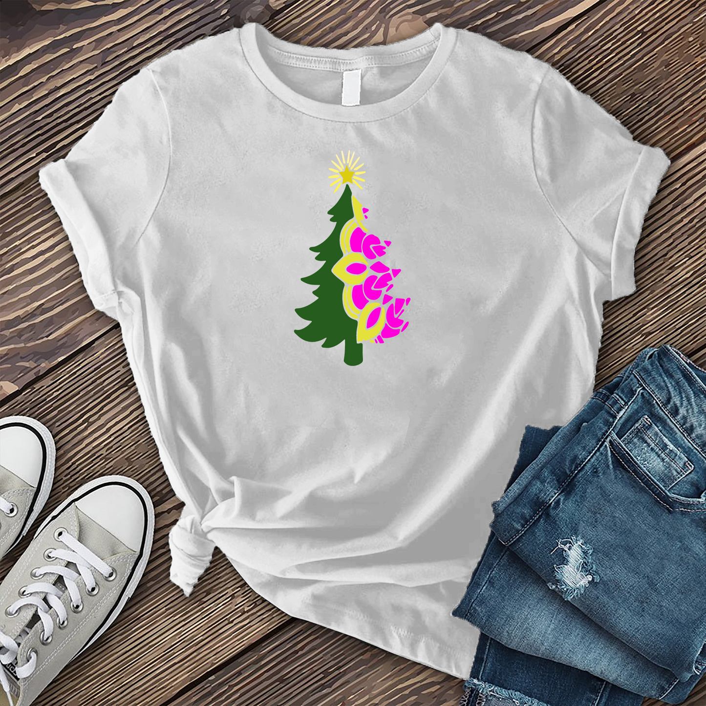 Mandala Christmas Tree Flower T-Shirt