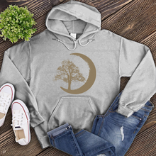 Load image into Gallery viewer, Sketched Tree and Moon Hoodie
