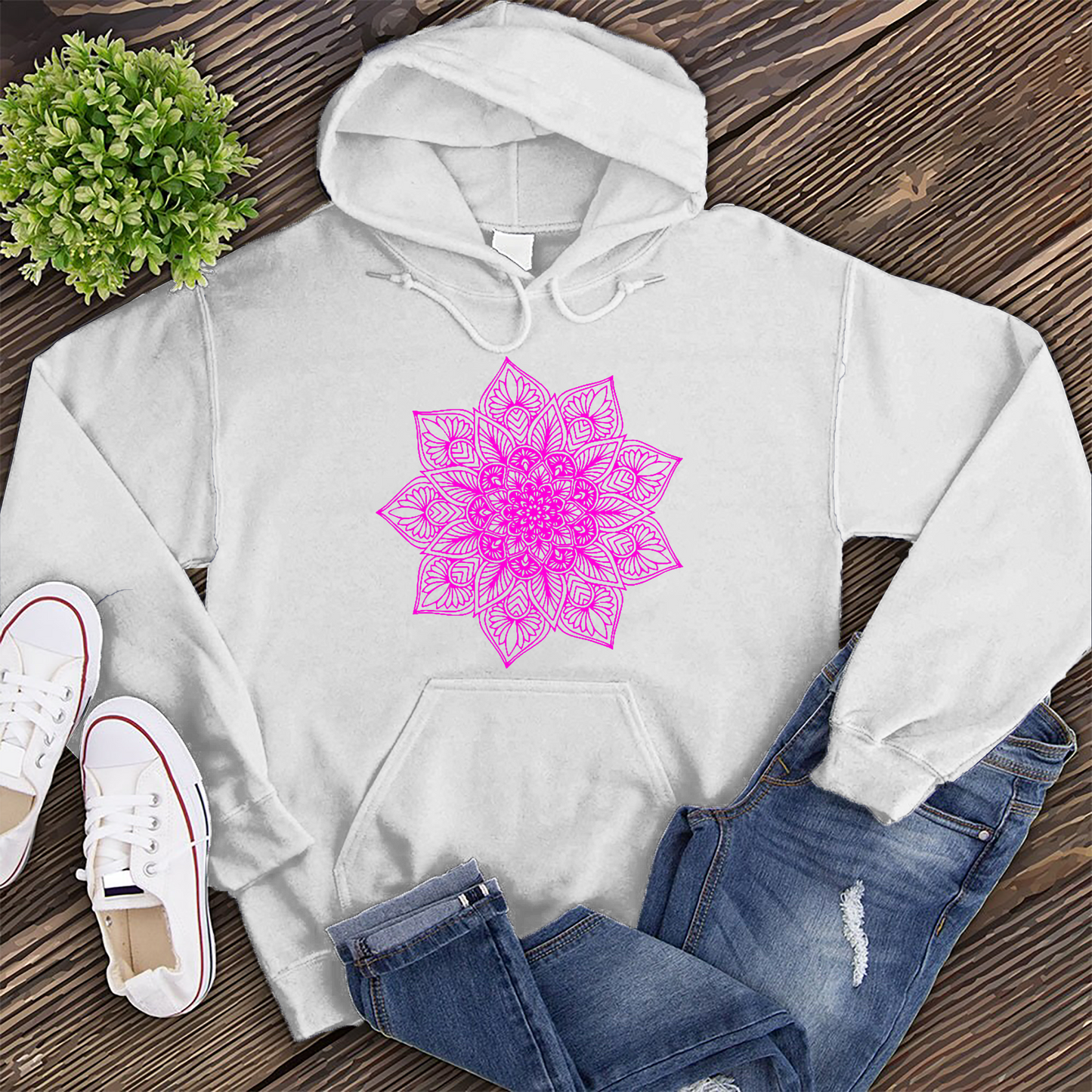 Neon Mandala Flower Hoodie