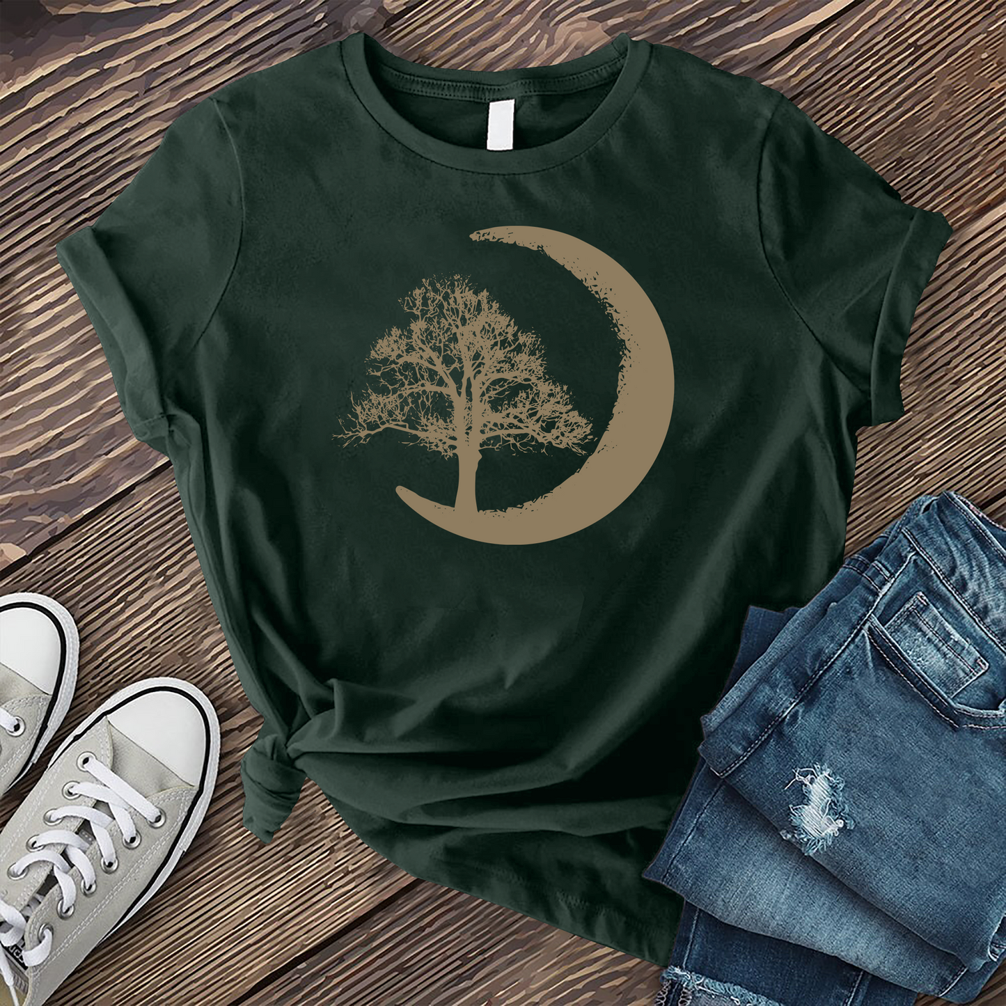 Sketched Tree and Moon T-shirt